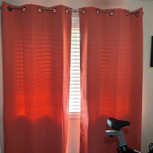 Coral Pink thermal insulated, room darkening paneled (2 panels) curtains.